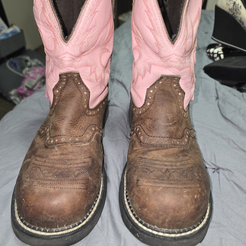 Justin Boots Pink and Brown Women's Western Boots